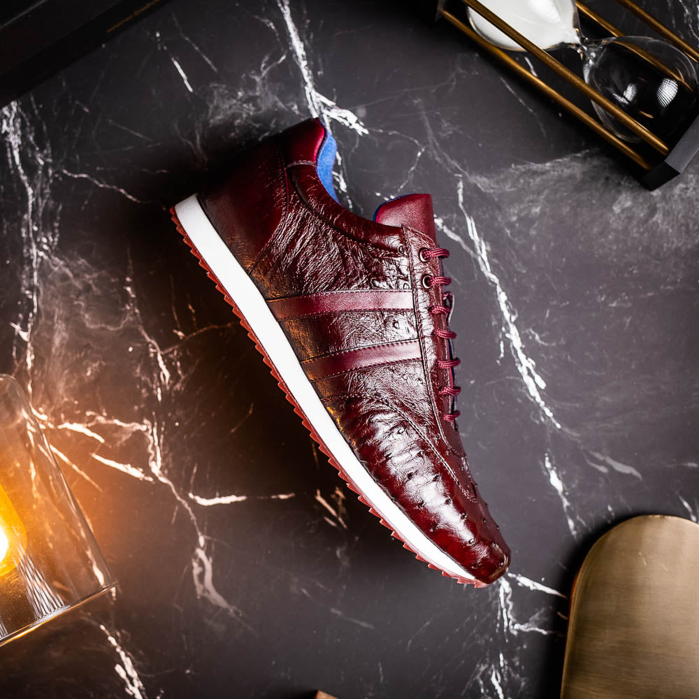 Belvedere Parker Ostrich Leg / Calfskin Sneakers Dark Burgundy