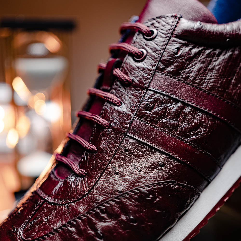Belvedere Parker Ostrich Leg / Calfskin Sneakers Dark Burgundy