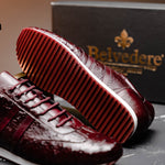 Belvedere Parker Ostrich Leg / Calfskin Sneakers Dark Burgundy