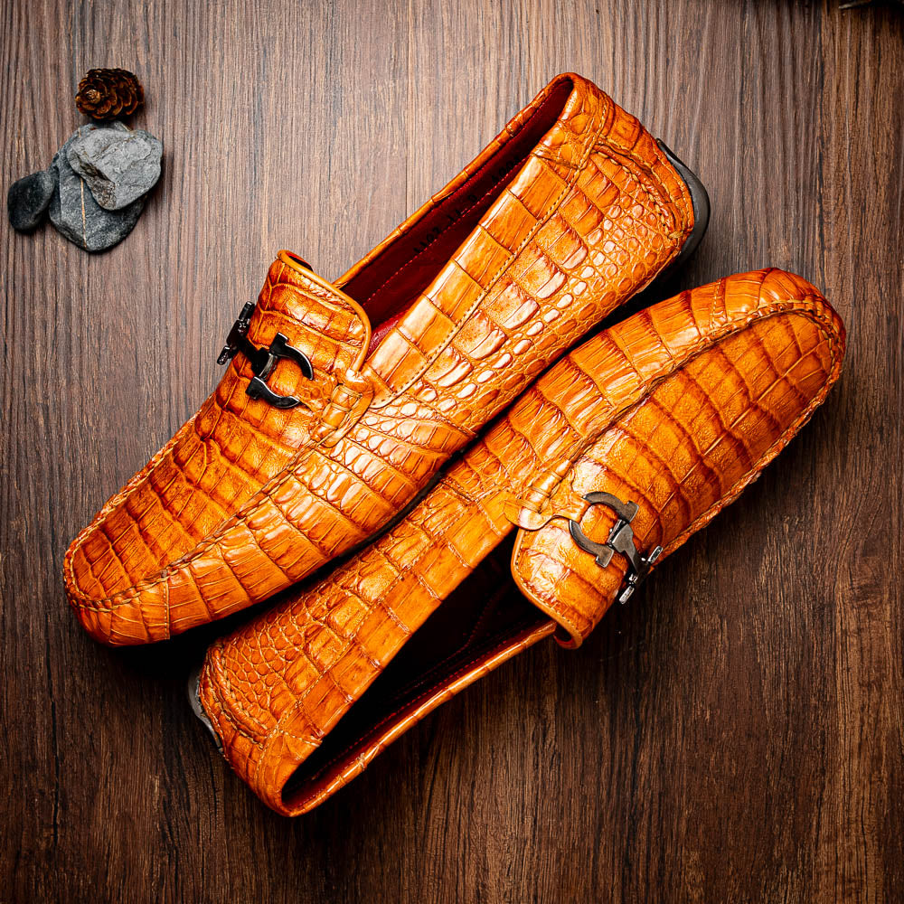 Marco Di Milano Parma Caiman Belly Bit Drivers Brandy
