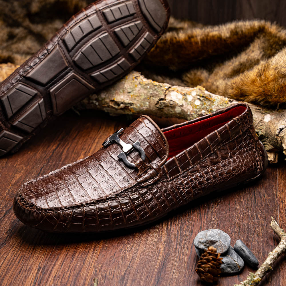 Marco Di Milano Parma Caiman Belly Bit Drivers Brown