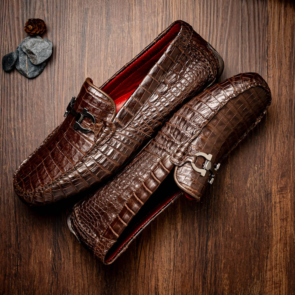 Marco Di Milano Parma Caiman Belly Bit Drivers Brown