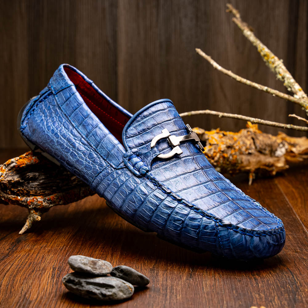 Marco Di Milano Parma Caiman Belly Bit Drivers Blue Jeans