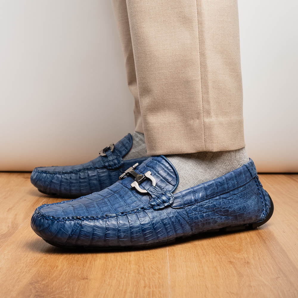 Marco Di Milano Parma Caiman Belly Bit Drivers Blue Jeans