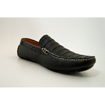 Patrick Gibbons Handmade Crocodile Driving Shoes Black / Beige Stitch
