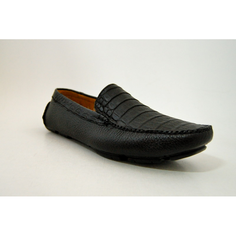 Patrick Gibbons Handmade Crocodile Driving Shoes Black