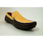 Patrick Gibbons Handmade Lizard Driving Shoes Beige / Blue Stitch