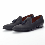 Paul Evans 'The Chaplin' Suede Tassel Loafers Gunmetal
