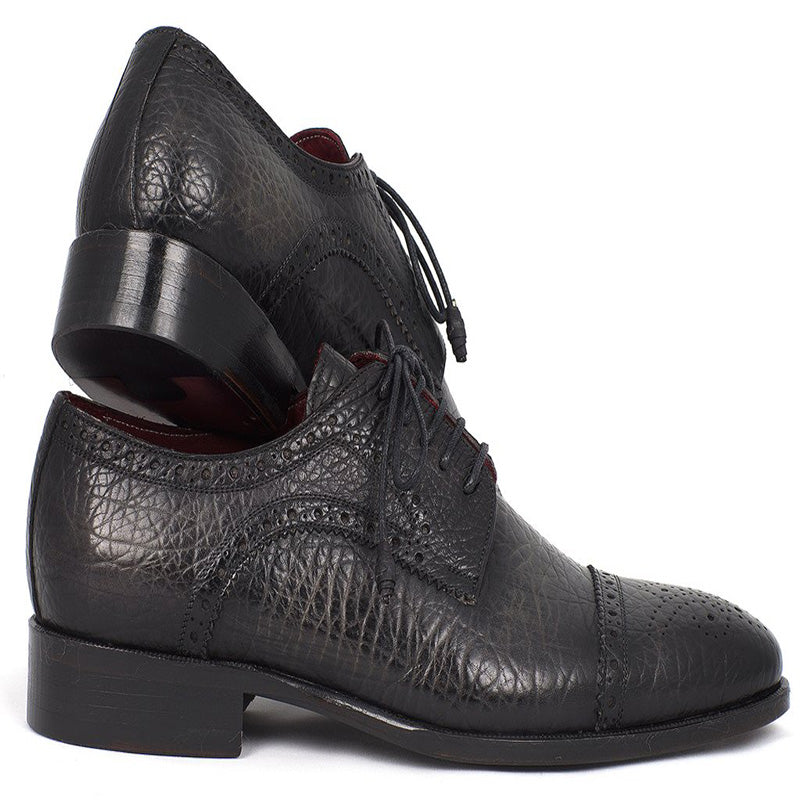 Paul Parkman Aged Leather Captoe Derby Shoes Black