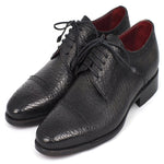 Paul Parkman Aged Leather Captoe Derby Shoes Black
