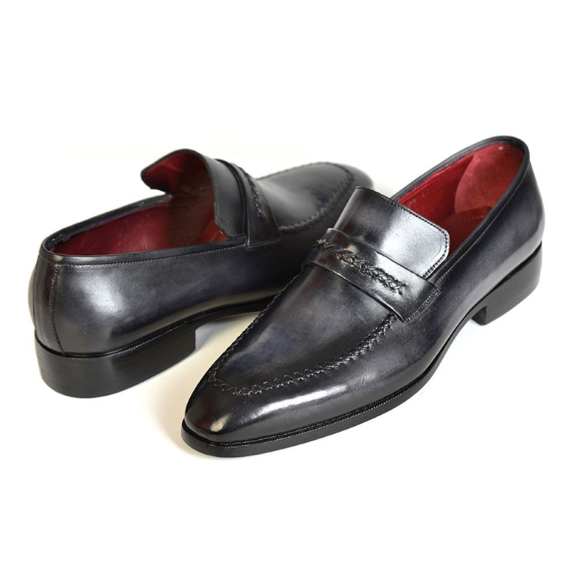 Paul Parkman Apron Toe Strap Loafers Gray / Black