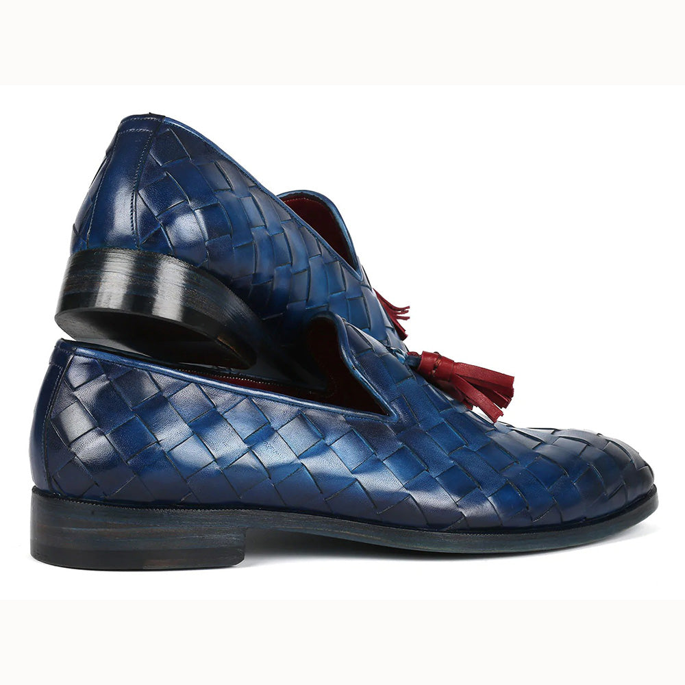 Paul Parkman Big Braided Tassel Loafers Blue