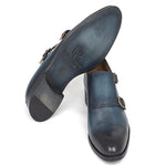 Paul Parkman Calfskin Double Monk Strap Shoes Navy