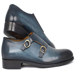 Paul Parkman Calfskin Double Monk Strap Shoes Navy