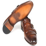 Paul Parkman Calfskin Double Monk Straps Brown