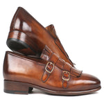 Paul Parkman Calfskin Double Monk Straps Brown