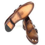 Paul Parkman Calfskin Double Monk Strap Shoes Olive