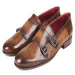 Paul Parkman Calfskin Double Monk Strap Shoes Olive
