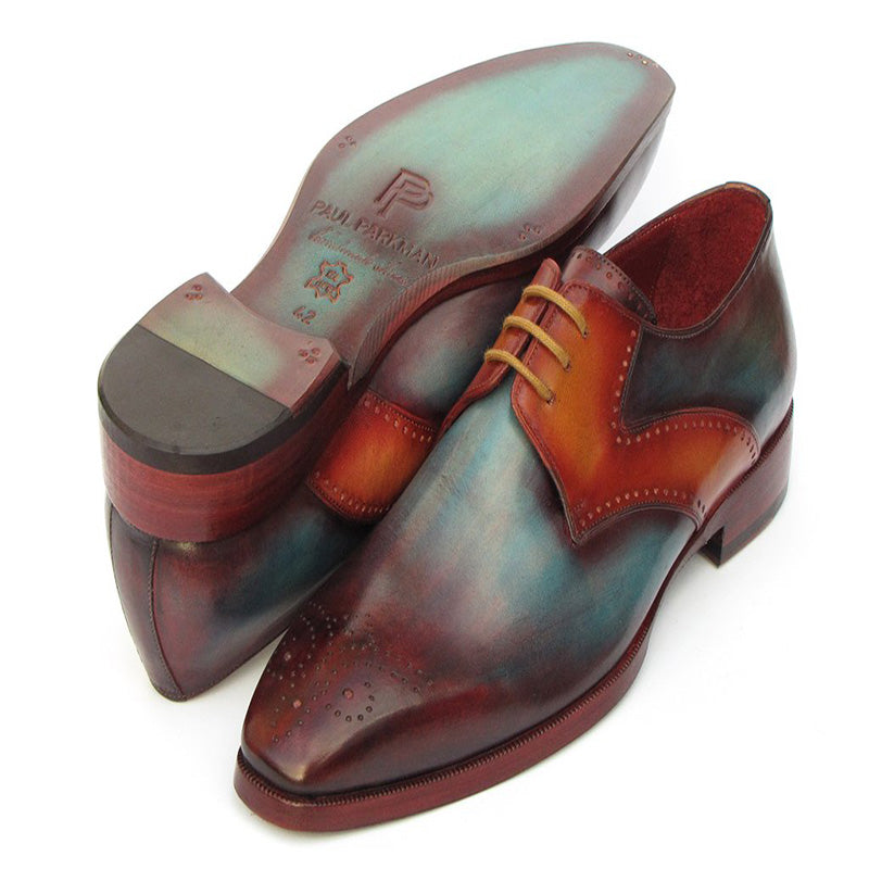 Paul Parkman Calfskin Medallion Toe Derby Shoes Multi Color