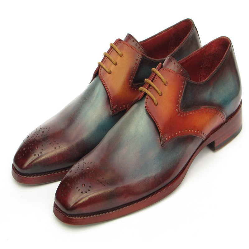 Paul Parkman Calfskin Medallion Toe Derby Shoes Multi Color