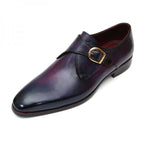 Paul Parkman Calfskin Monk Strap Shoes Purple