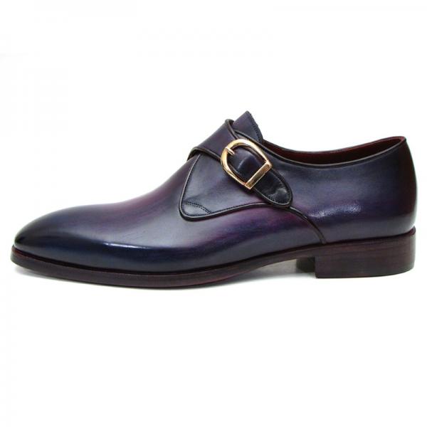 Paul Parkman Calfskin Monk Strap Shoes Purple