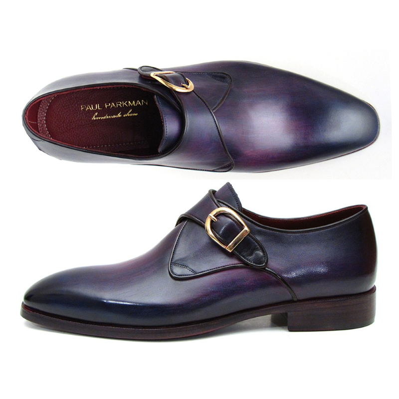 Paul Parkman Calfskin Monk Strap Shoes Purple