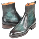 Paul Parkman Calfskin Side Zipper Boots Turquoise