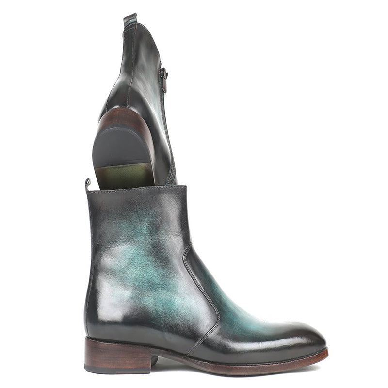 Paul Parkman Calfskin Side Zipper Boots Turquoise