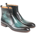 Paul Parkman Calfskin Side Zipper Boots Turquoise