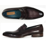 Paul Parkman Calfskin Strap Loafers Black / Gray