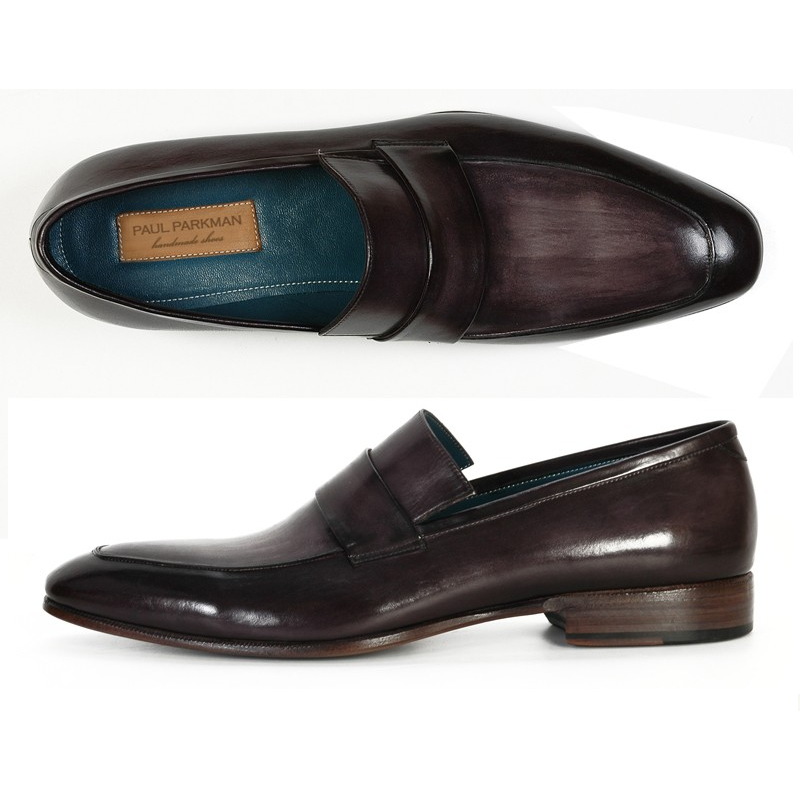 Paul Parkman Calfskin Strap Loafers Black / Gray
