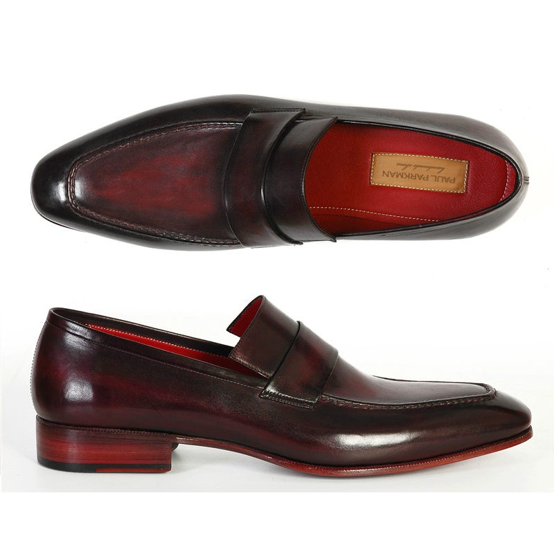 Paul Parkman Calfskin Strap Loafers Purple / Black