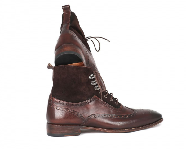 Paul Parkman Calfskin & Suede Wingtip Boots Brown