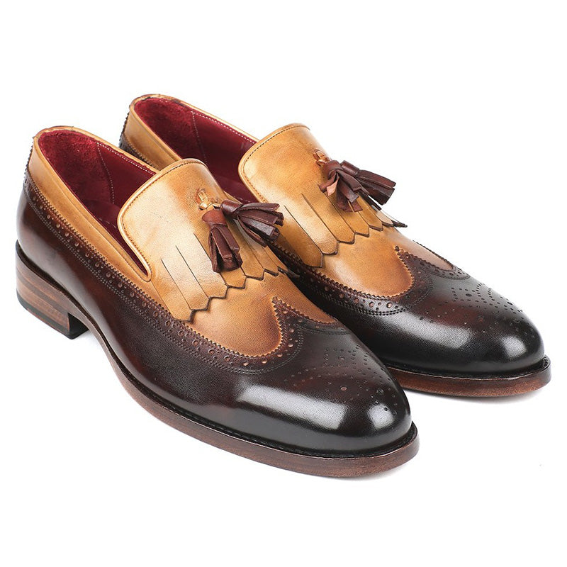 Paul Parkman Calfskin Tassel Loafer Beige & Brown