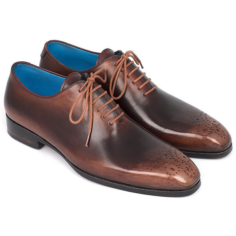 Paul Parkman Calfskin Wholecut Oxfords Shoes Camel & Brown