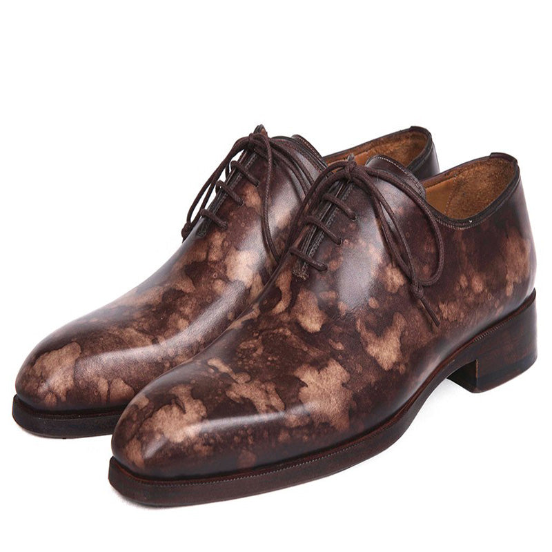 Paul Parkman Calfskin Wholecut Oxfords Shoes Camouflage Brown