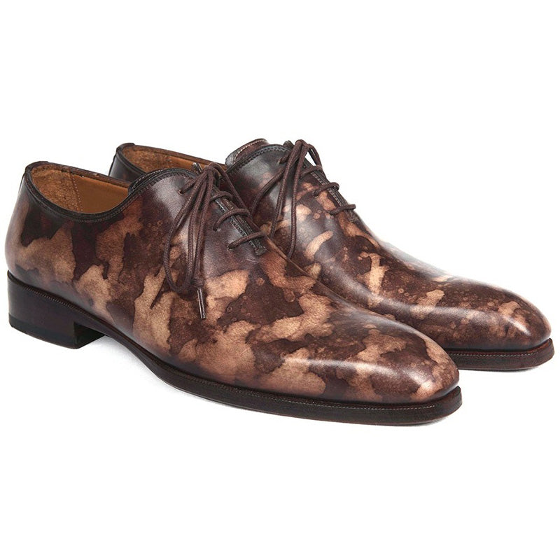 Paul Parkman Calfskin Wholecut Oxfords Shoes Camouflage Brown