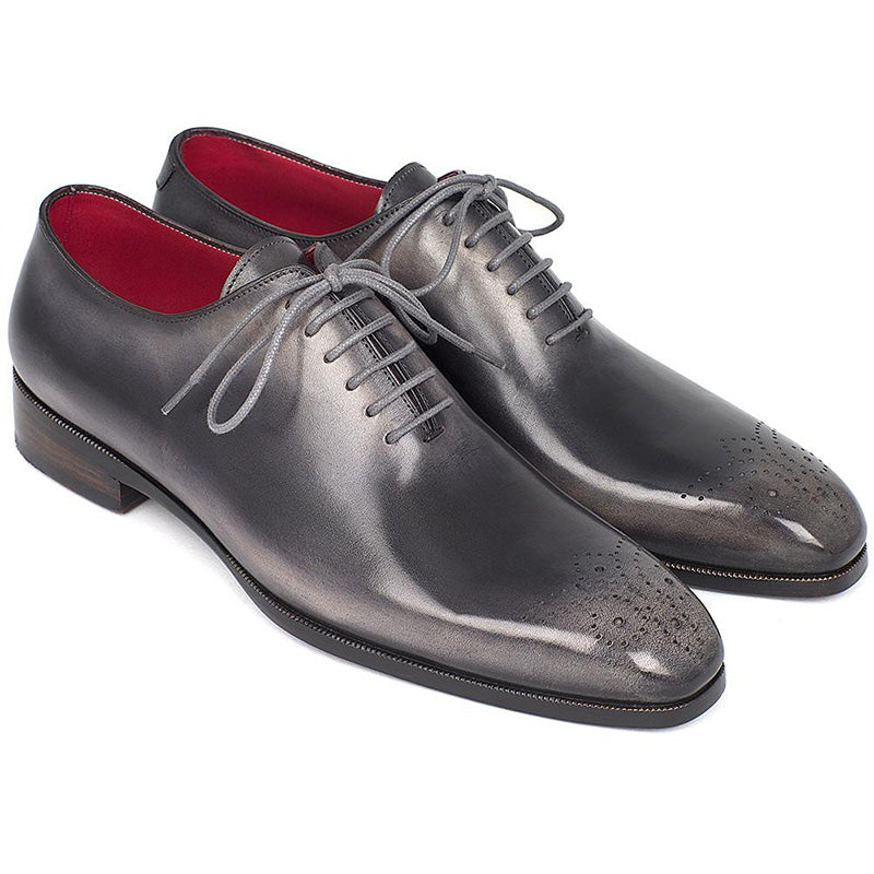 Paul Parkman Calfskin Wholecut Oxfords Shoes Gray & Black