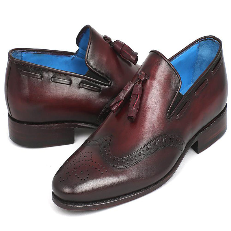 Paul Parkman Calfskin Wingtip Tassel Loafers Bordeaux