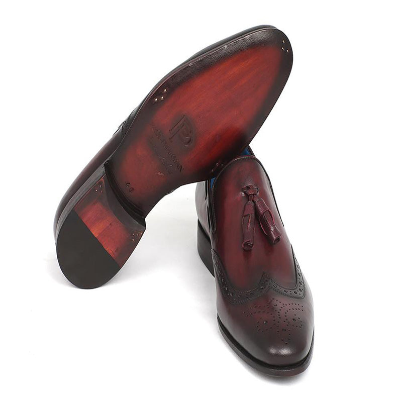 Paul Parkman Calfskin Wingtip Tassel Loafers Bordeaux