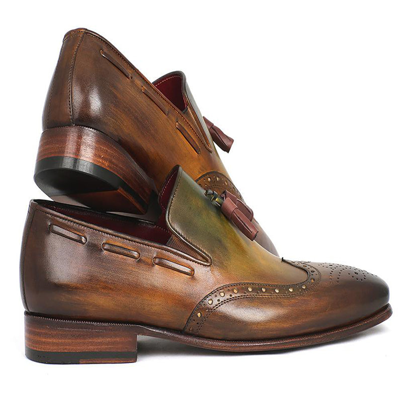 Paul Parkman Calfskin Wingtip Tassel Loafers Green