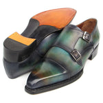 Paul Parkman Cap Toe Double Monkstrap Shoes Green / Blue