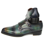 Paul Parkman Cap Toe Double Monkstrap Shoes Green / Blue