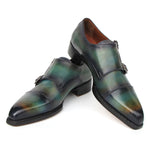 Paul Parkman Cap Toe Double Monkstrap Shoes Green / Blue