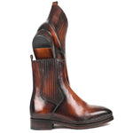 Paul Parkman Chelsea Leather Boots Burnished Brown