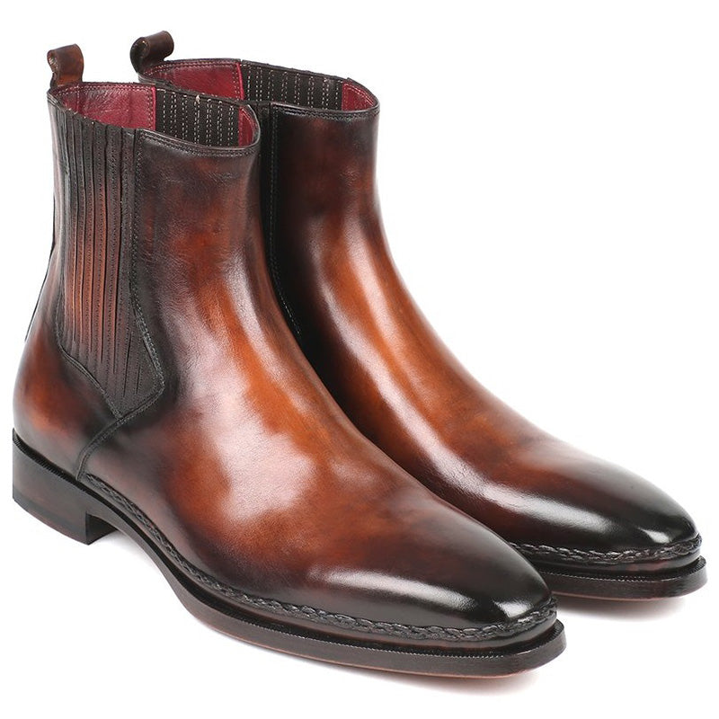 Paul Parkman Chelsea Leather Boots Burnished Brown