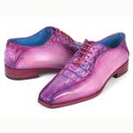Paul Parkman Croco Textured Leather Bicycle Toe Oxfords Purple