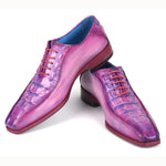 Paul Parkman Croco Textured Leather Bicycle Toe Oxfords Purple