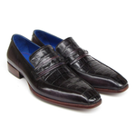 Paul Parkman Crocodile & Calfskin Strap Loafers Black / Purple